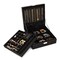 Velvet Jewelry Box Organizer - Lockable 2 Layer Travel Case, Earrings Storage with Removable Tray for Women, Men (Black)